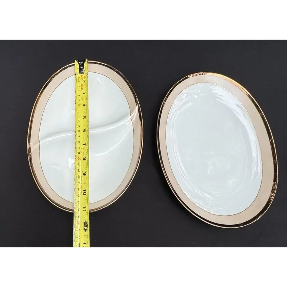 2 Vintage 1960’s Sango Trousseau China - Oval Serving Bowls 1 Divided EUC -A84
